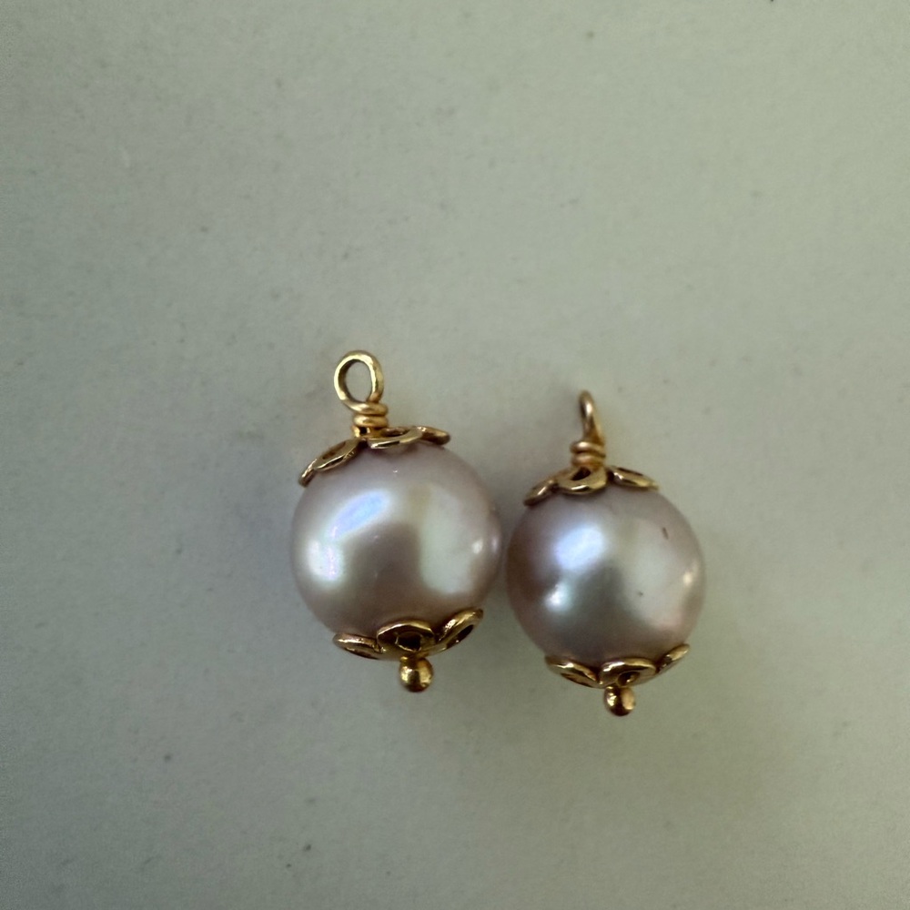 Pandora Retired Gold and Cream Pearl Earrings